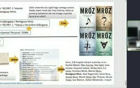 Zrzut ekranu przedstawiający opis związany z książkami R. Mroza