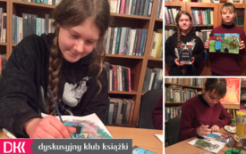 Kolaż trzech zdjęć, na kt&oacute;rych dwie dziewczynki prezentują książki oraz malują farbami. 