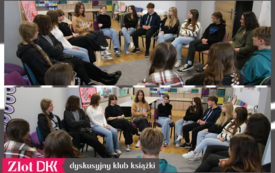 Grupa młodych ludzi siedzi w kole.