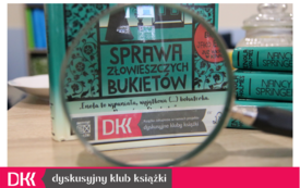 Książka i logo Dyskusyjnych Klubów Książki.