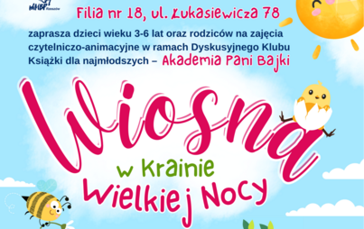 Zdjęcie do „Wiosna w Krainie Wielkiej Nocy”: zajęcia czytelniczo-animacyjne w klubie „Akademia Pani Bajki”