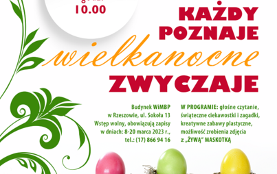 Zdjęcie do „Każdy poznaje wielkanocne zwyczaje” - rodzinne warsztaty literacko-plastyczne