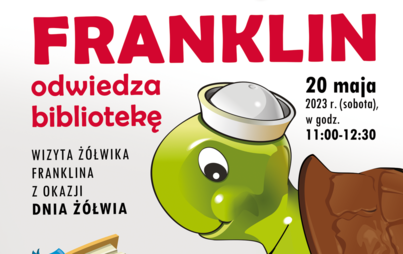 Zdjęcie do &bdquo;Franklin odwiedza bibliotekę&rdquo;- wizyta ż&oacute;łwika Franklina z okazji Dnia Ż&oacute;łwia