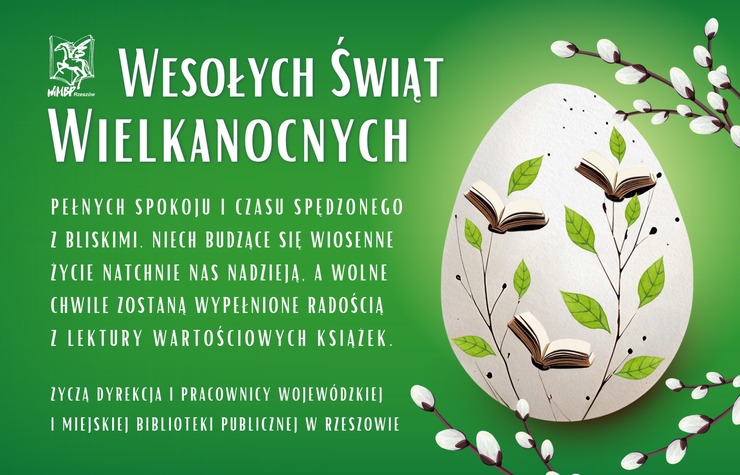 Jajo, gałązki z&nbsp;listkami i&nbsp;książkami, bazie