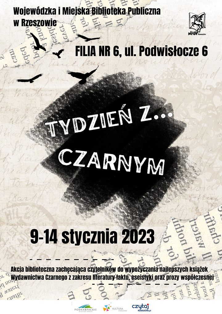 Napis tydzień z czarnym na czarnym tle