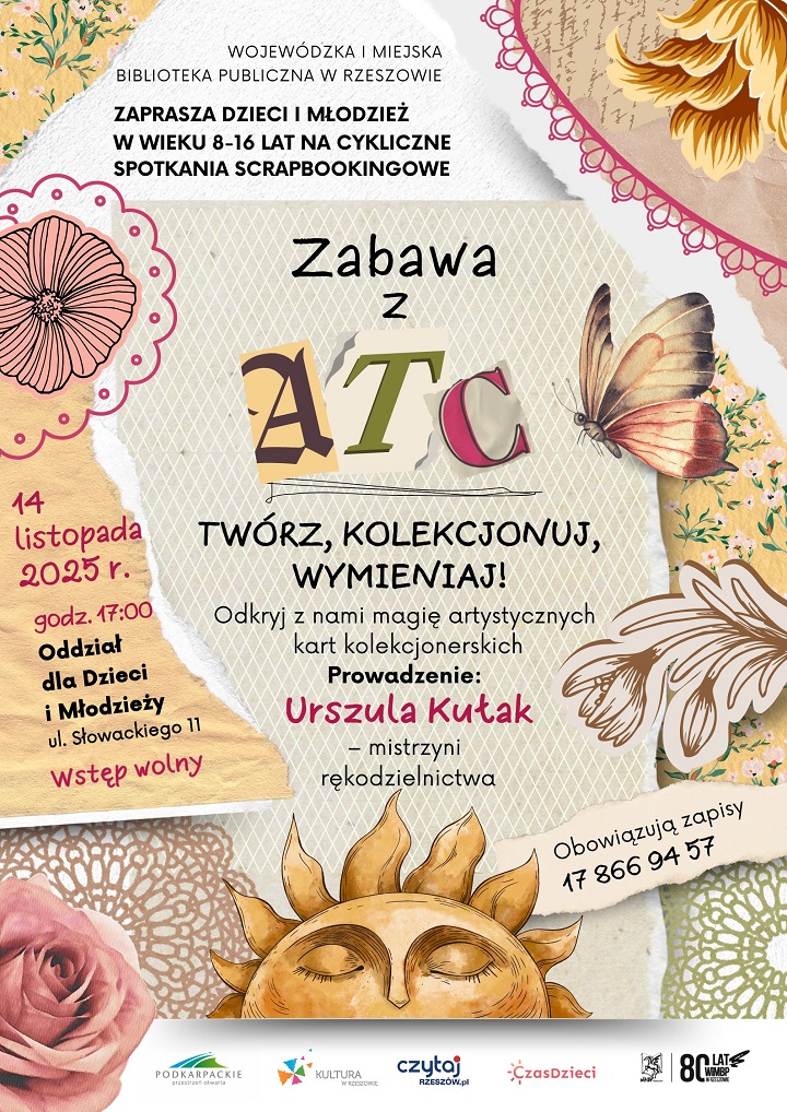 Plakat z elementami wycinków z gazet i kartkami papieru. 