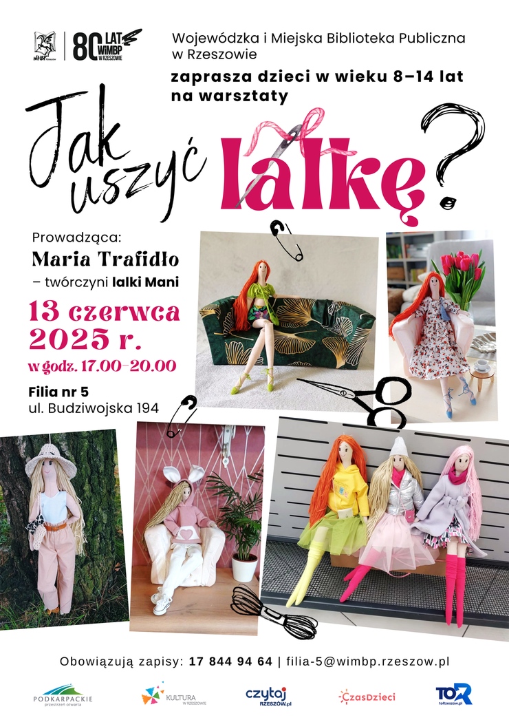 Zdjęcia przedstawiające lalki wykonane z materiału