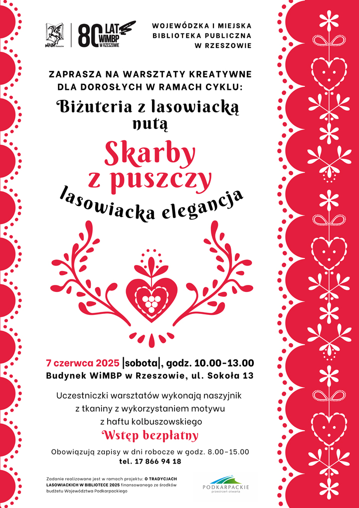 Grafika z biało-czerwonymi motywami serca lasowiackiego