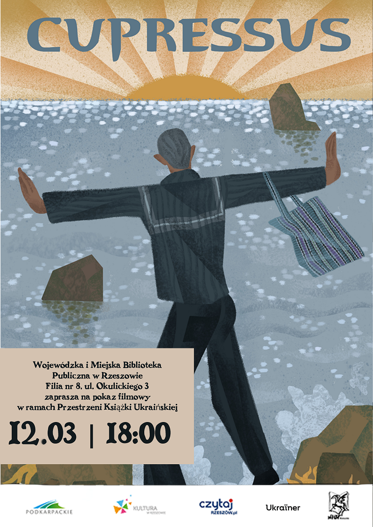 Grafika z postacią stojącego tyłem mężczyzny 