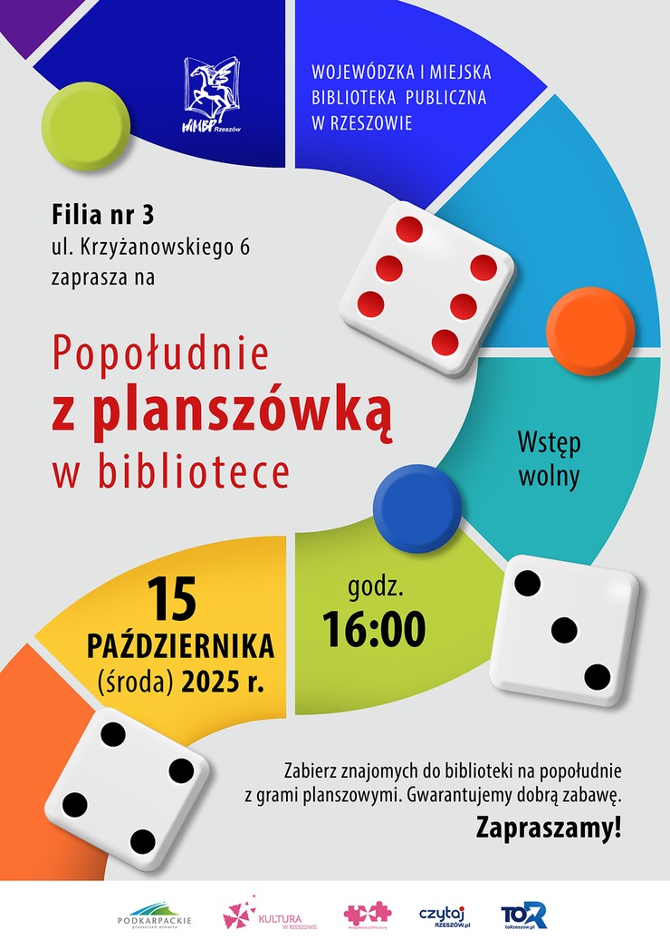 Grafika z planszą do gry, kostkami i pionkami