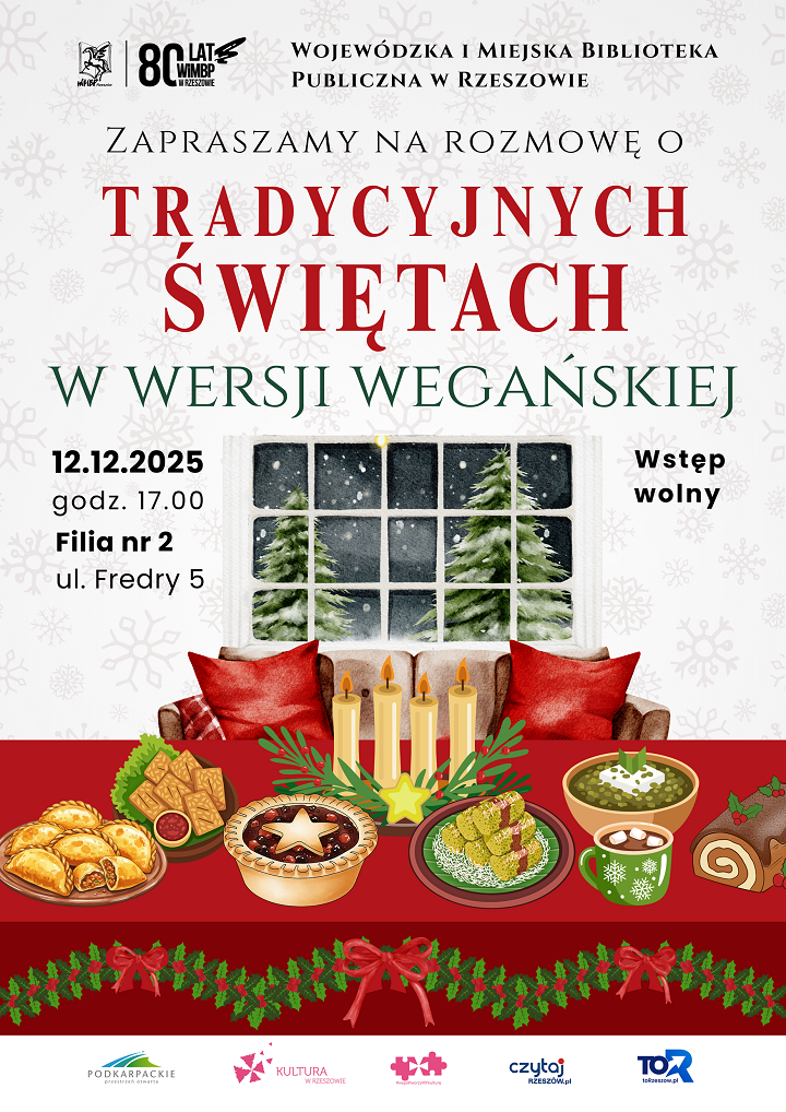 Stół wigilijny, sofa, okno. 