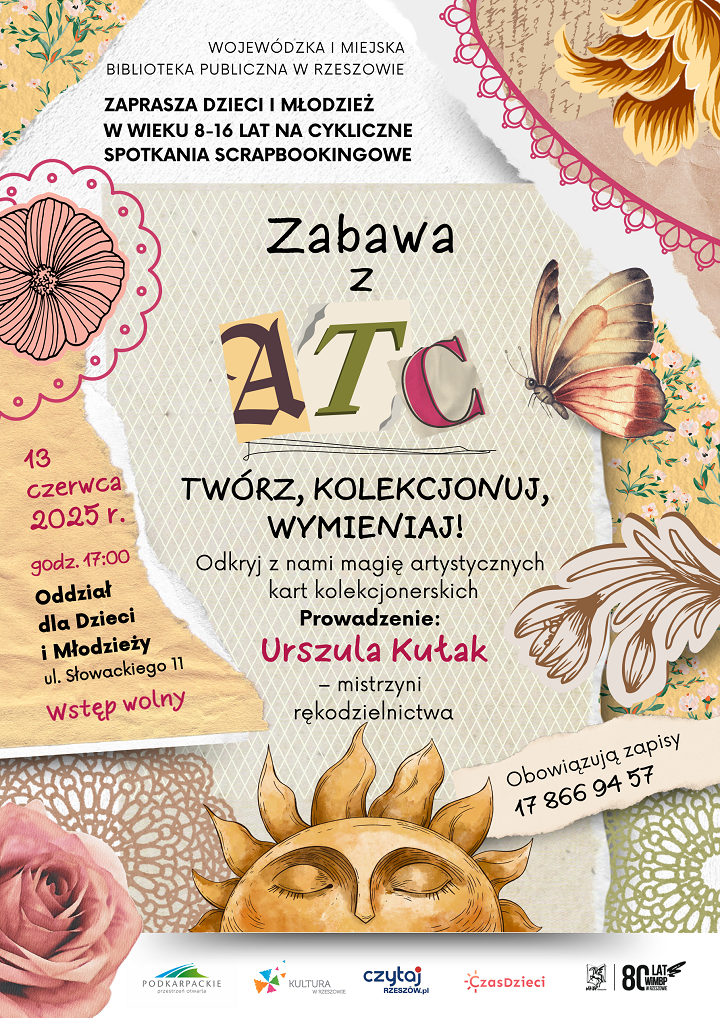 Plakat z elementami wycinków z gazet i kartkami papieru. 
