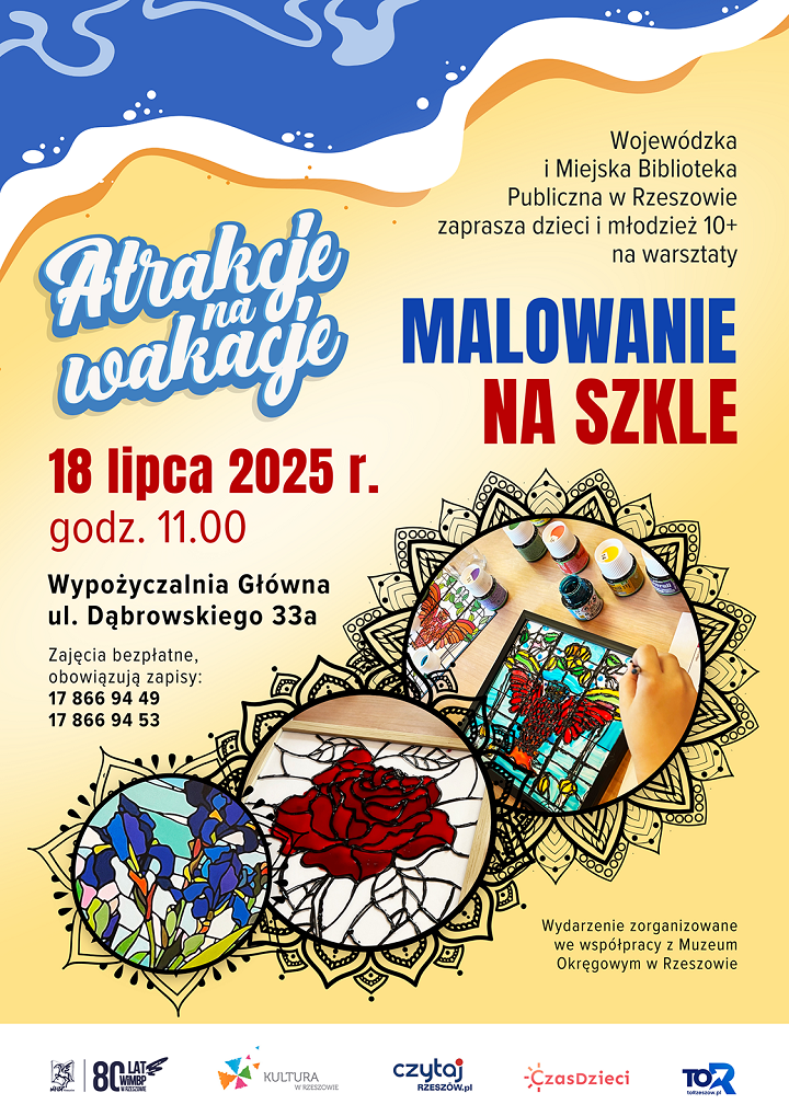 Stół z farbami i szklanymi witrażami