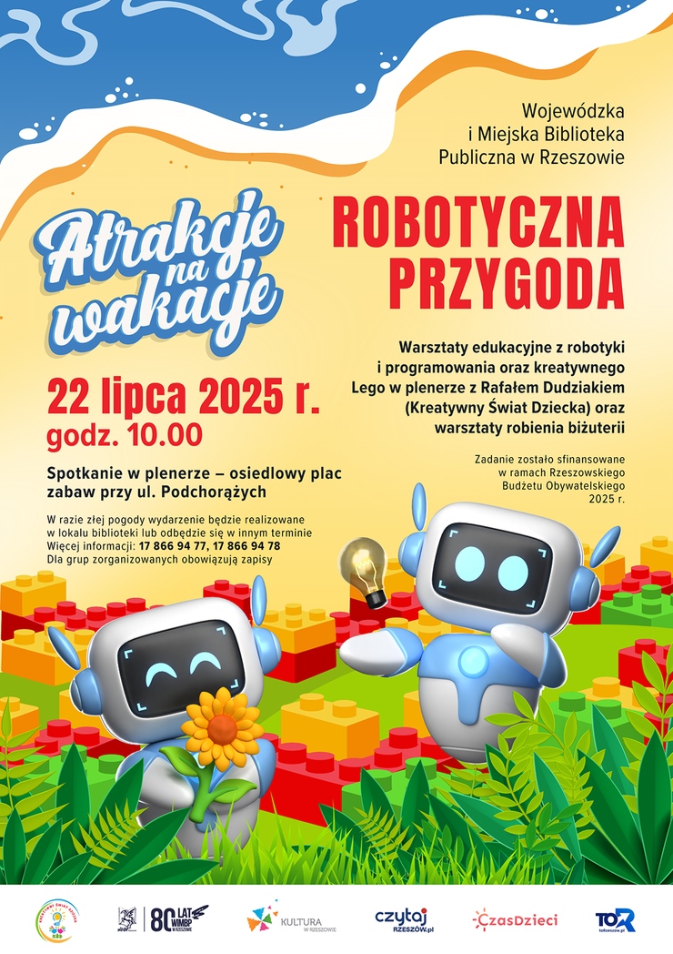 Dwa roboty wśród klocków lego