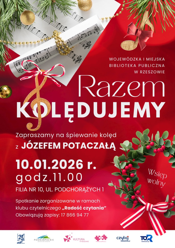 Kartki z&nbsp;nutami, gałązki choinkowe, wianek świąteczny.