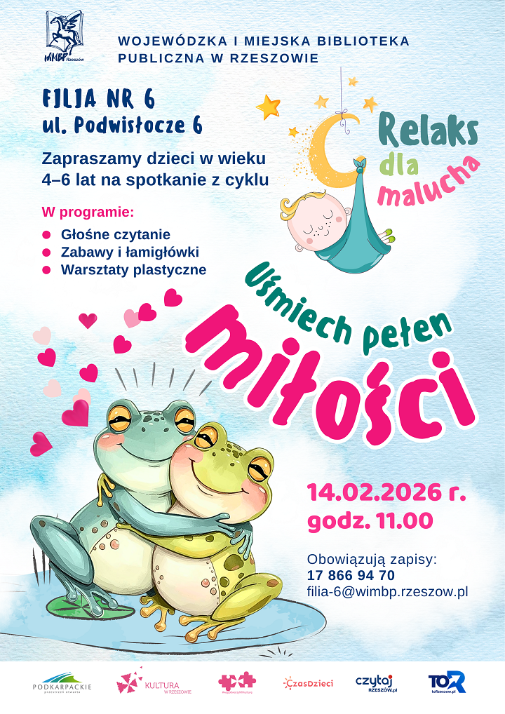 Plakat, na&nbsp;kt&oacute;rym widać dwie zielone żaby w&nbsp;objęciu