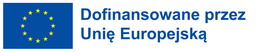 Flaga Unii Europejskiej, obok napis Dofinansowane przez Unię Europejską
